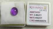2.80/CT Natural Amethyst Gemstone with Govt. Lab Certificate